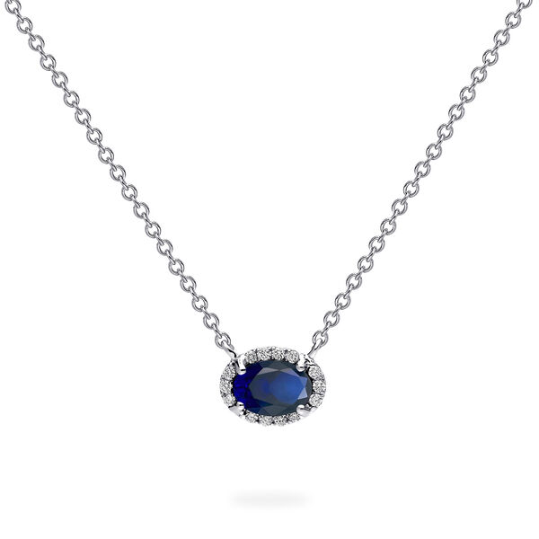 White Gold Sapphire and Diamond Neckalce
